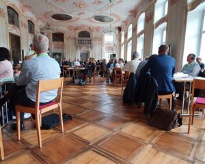 Blick in den Barocksaal des Klosters Einsiedeln